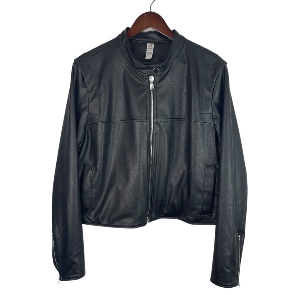Spanx | Black Faux Leather Crop Moto Jacket
